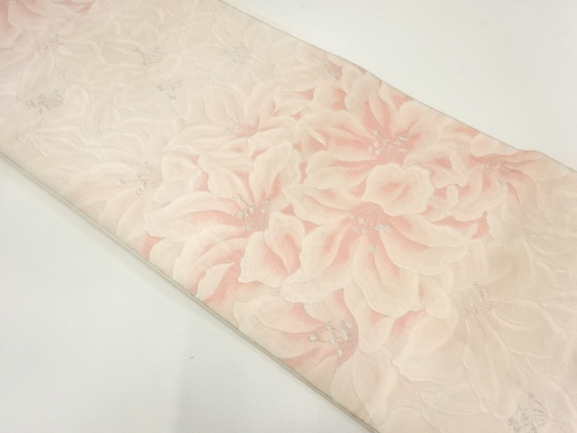 JAPANESE KIMONO / ANTIQUE FUKURO OBI / SILK / WOVEN FLOWERS